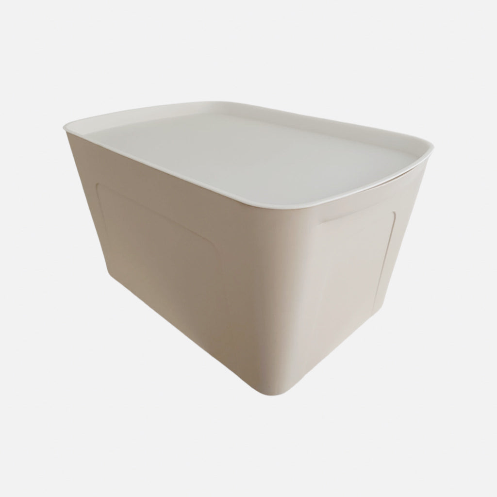 Beige Storage Container with White Lid - Large Deep - Perfect Pantries Project