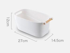 Plastic Storage Container with Wooden Handle - Small