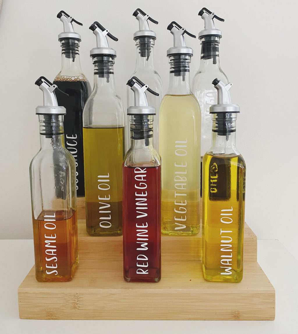 Oil & Vinegar Bottle 9 Piece Perfect Pantries Project - including complimentary labels