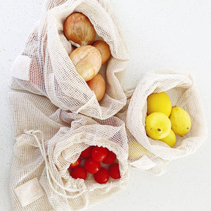 Set of 3 - Eco-Friendly Organic Cotton Mesh Bags